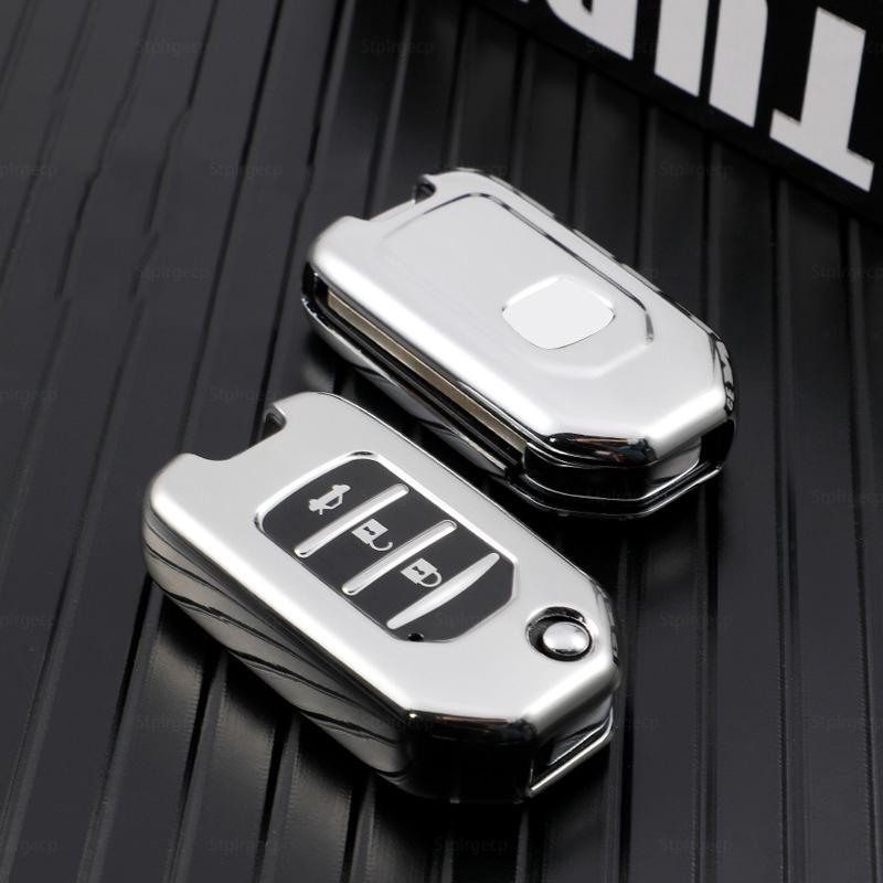 Plating TPU Car Key Case Shell Cover Fob For Honda Civic HRV CRV XRV CR-V Crider Odyssey Pilot Fit Accord Protector Accessories