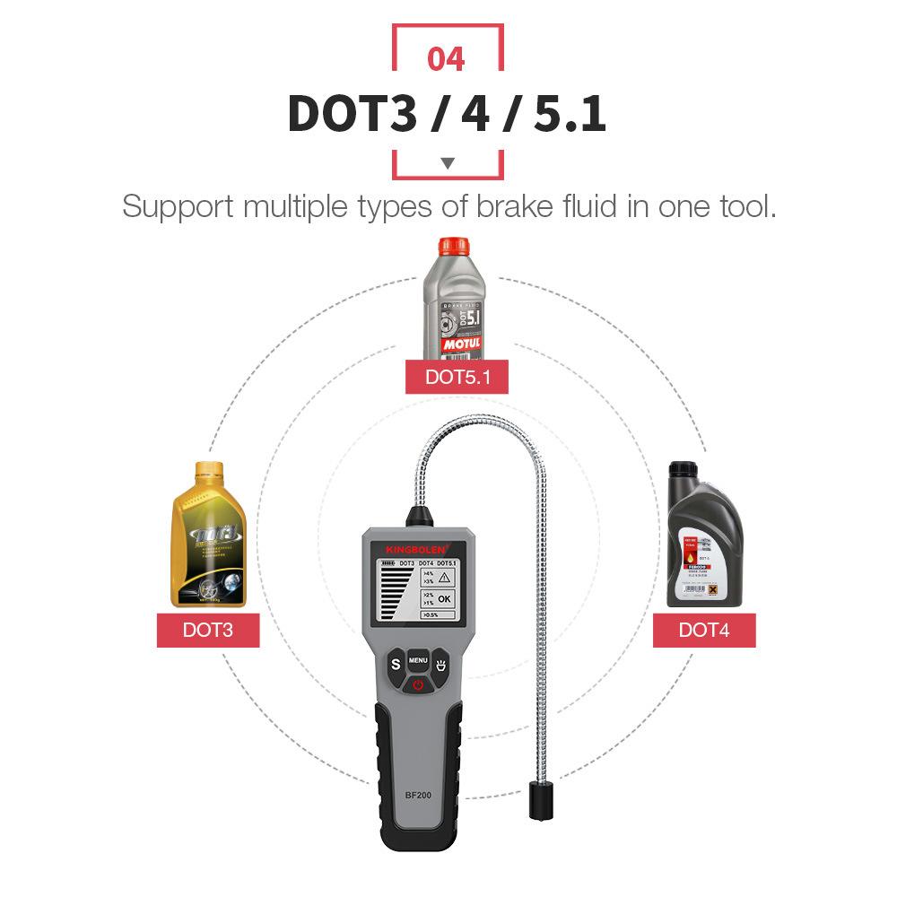 Tester Digitale Liquido Freni Auto Strumento Olio Freni Auto BF200 DOT3 DOT4 DOT5.1 Indicatore LED Display di Controllo Strumento Olio Auto PK BF100