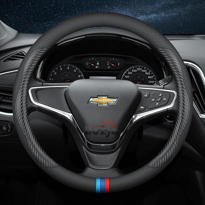 Leather Car Steering Wheel Cover for Chevrolet Chevy Malibu Spark Tracker Cruze Sonic Camaro Equinox Volt Seeker Accessories