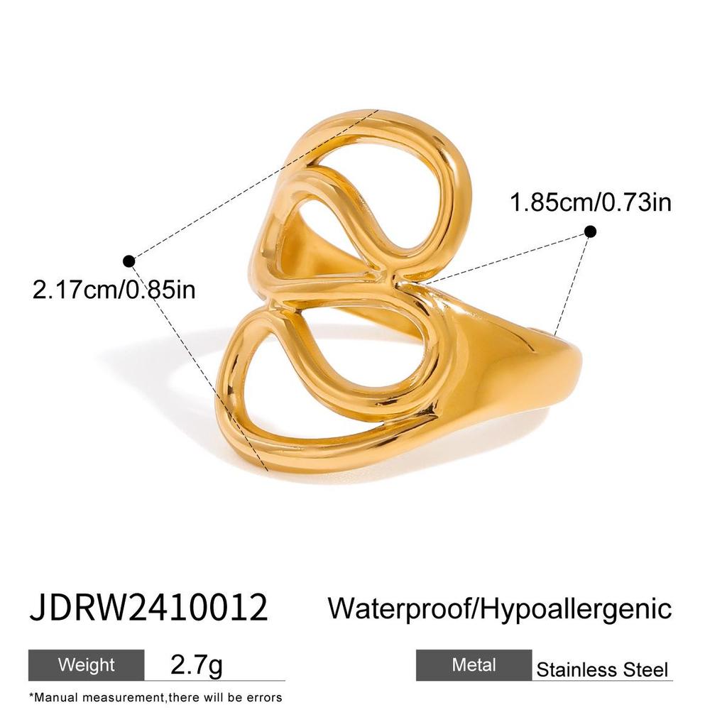 Wanxing Women's Stainless Steel Irregular Lines Open Ring - Colorfast Titanium Steel Jewelry
