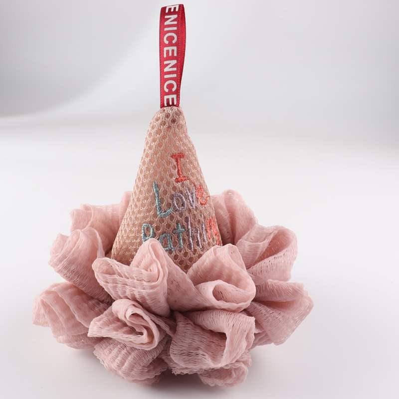 

Ice Cream Bath Bomb with Loofah: Durable & Soft Scrubbing Bath Flower рожевий