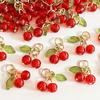WTEMPO Charming Red Cherry Shaped Design Keychain Accessories Cute Keychian Pendants with Loops Creative DIY Keychain Handcrafts Making Supplies