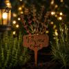 Gartendeko für Innenhöfe Rasenflächen Metallpflanzenstab Rostiges Rosmarinetikett Dekorative Kräuteretiketten Outdoor Thymian-Markierer Hofkräuter Hochbeet Pflanzgefäß