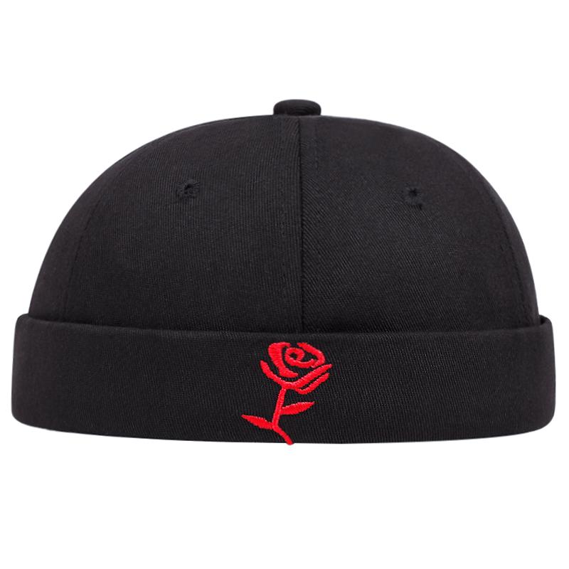Unisex Hip Hop Melon Hat Brimless Skullcap Breathable Cotton Sailor Cap Adjustable Buckle Beanies Letter Embroidery Melon Hat