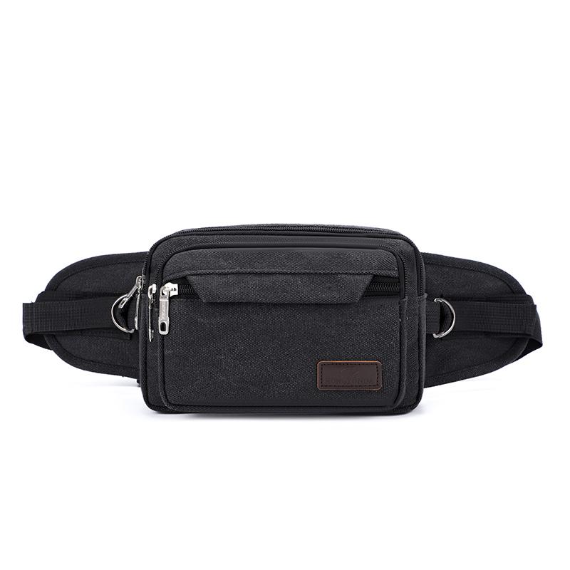 

Canvas Waist Bag Outdoor Sports Multifunctional Male Waist Pack Durable Portable Phone Purse чёрный