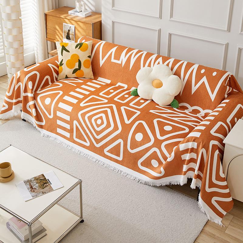 Chenille Boho Style Sofa Towel Dust-proof All-Season Universal for Living Room Camping Picnic Large Blanket Leisure Beach Towel