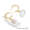 1 Pair of Fashion Christmas New Year Earrings Creative Pearl and Diamond Snowflake Snowman Christmas Earrings Crystal Holiday Ear Hook Zircon Earrings