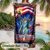 American Patriotic Theme Beach Towel Personalized Custom Name & Text Soft Quick Dry Beach Towel for Swimming Travel