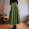 Faldas largas y sueltas de color liso informales para mujer