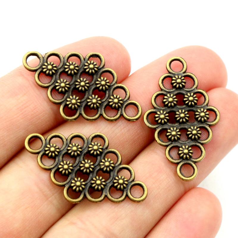 20 Stück 29x17mm Antik Bronze und Antik Silber Plated Blumenstil Verbinder Handgefertigte Anhänger Anhänger:DIY-Anleitung für eine Armband-Halskette