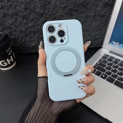 Custodia di lusso in silicone liquido magnetica Magsafe per iPhone 16 Plus 15 14 13 11 12 Pro Max con cover a staffa rotante