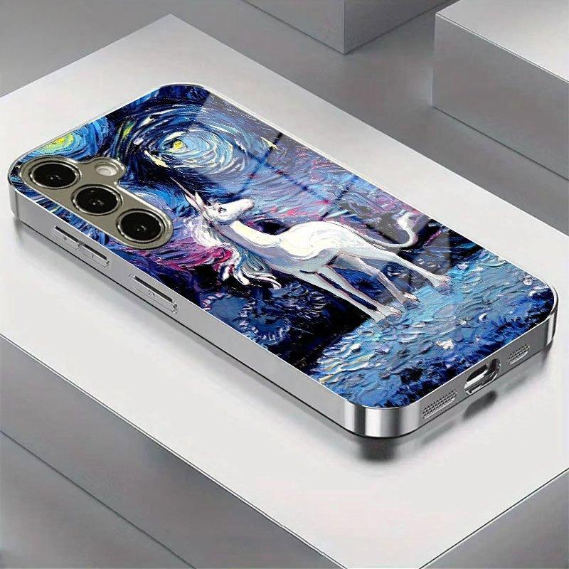 Starry Sky Unicorn High-end PhoneCase Electroplated Glass PhoneCase for Samsung Galaxy S26 S25 S24 S23 S22 S21 FE Ultra Plus