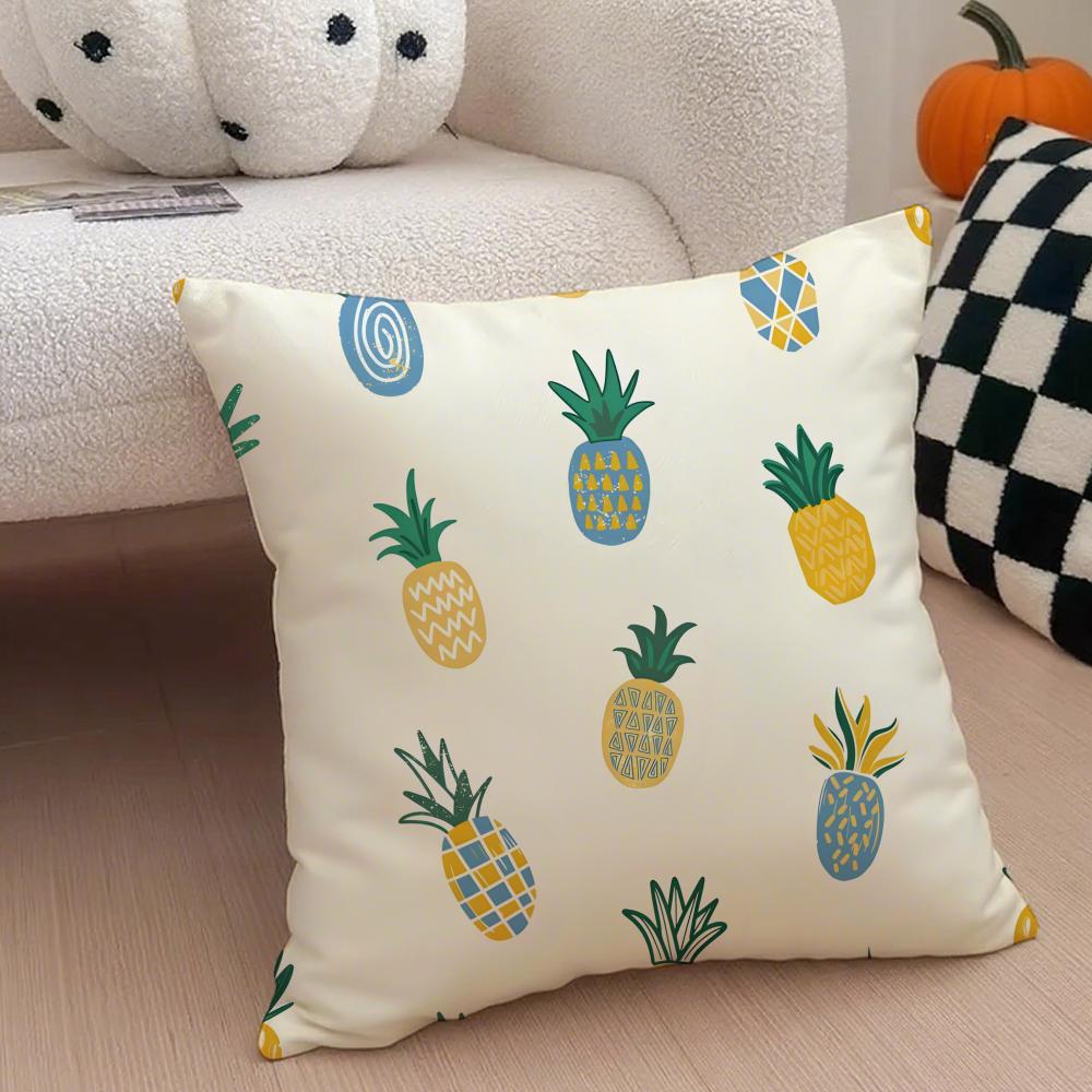 Handdrawn pineapple Cushion Cover Throw Pillow Cover Hidden Button Durable Polyester Chair Cushion