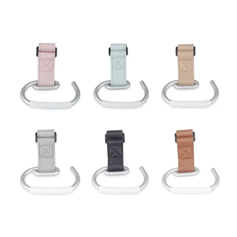 Non-Toxic New Pu Leather Stroller Hooks Rotate 360 Degrees Multifunctional Leather Hooks For Bags Stroller Accessories Christmas Gift