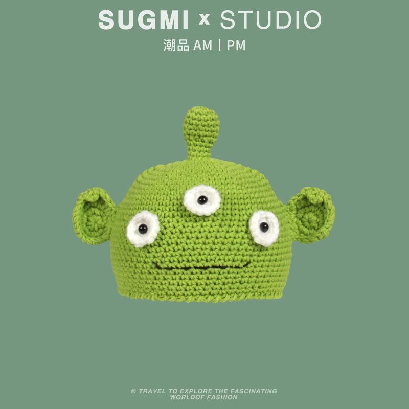 Autumn and winter funny cute ruffian young wool hat cartoon knitted monster cute pullover hat casual versatile thermal hat
