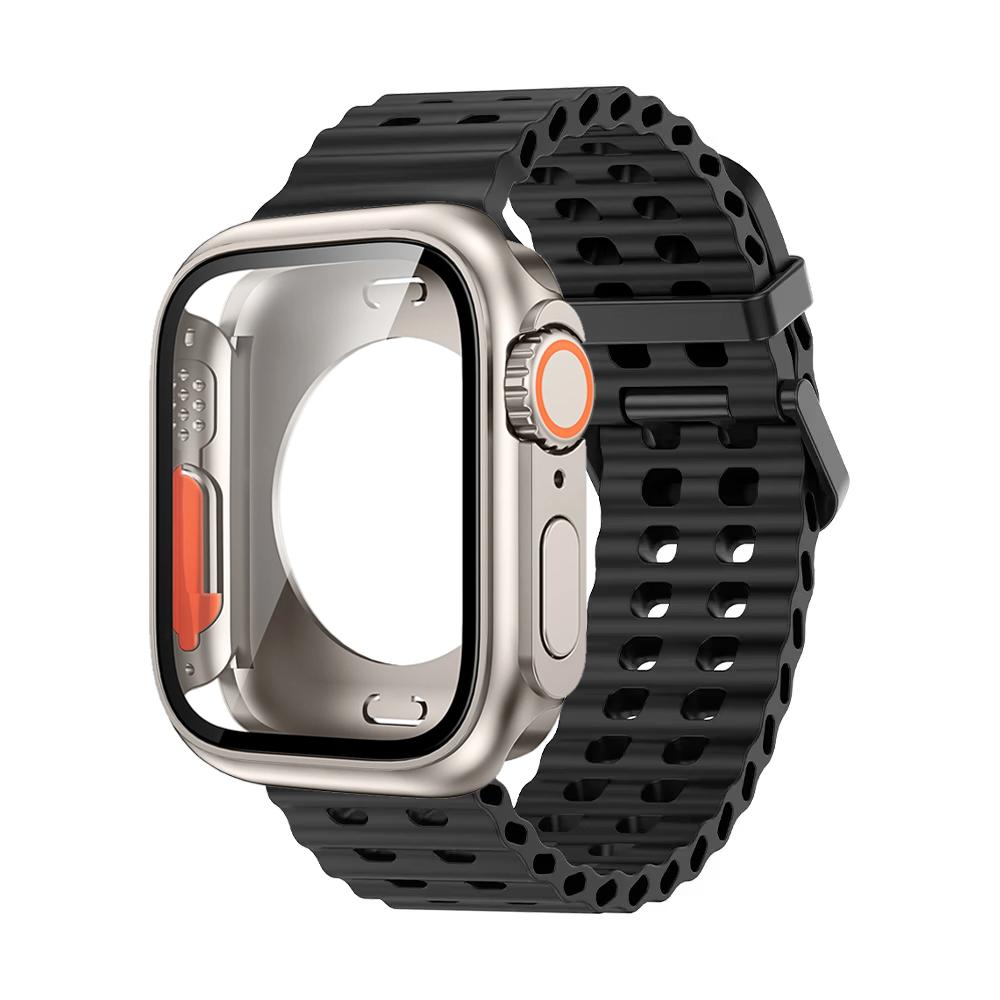 Ocean Silicone Strap+PC Case For Apple Watch Band  Series 11 10 46mm Metal Buckle Sports Bracelet Wristband iWatch 9 8 7 6 5 SE