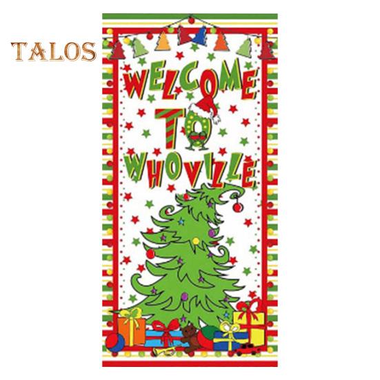 1 Set Garage Door Tapestry with 4 Fasten Tapes Christmas Style Cartoon Grinchy Print Create Festive Atmosphere New Year Party Backdrop Decoration