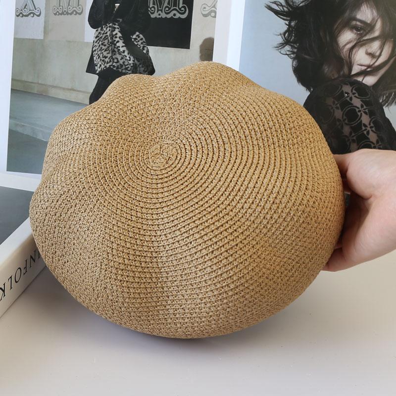 Yiran Dayang Hat Women's Summer Breathable Fashion Painter Berets Vintage Flower Shape Elegant Straw Hat Lady Outdoor Travel Sun Caps Pillbox Hat 55-58Cm