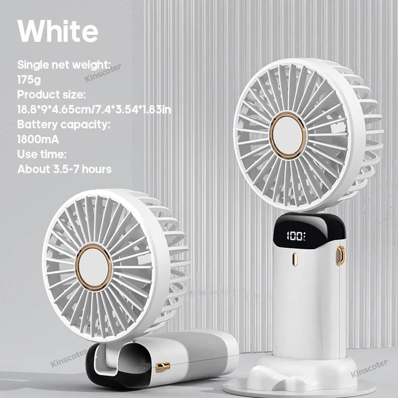 Mini ventilador portátil dobrável usb, ventilador portátil para pendurar no pescoço, ventilador recarregável usb de 5 velocidades com suporte para telefone e tela de exibição