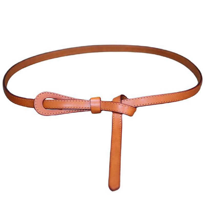 Cintura estiva da donna con nodo - Accessorio in vera pelle per stringere la vita, per abiti, gonne e maglioni