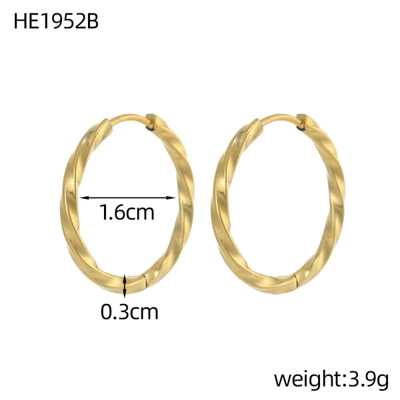 CARLIDANA Chic Simple Hoop Earrings Ins Simple Women Fashion Earrings Stainless Steel Gold Plated Twisted Circle Huggies Earring