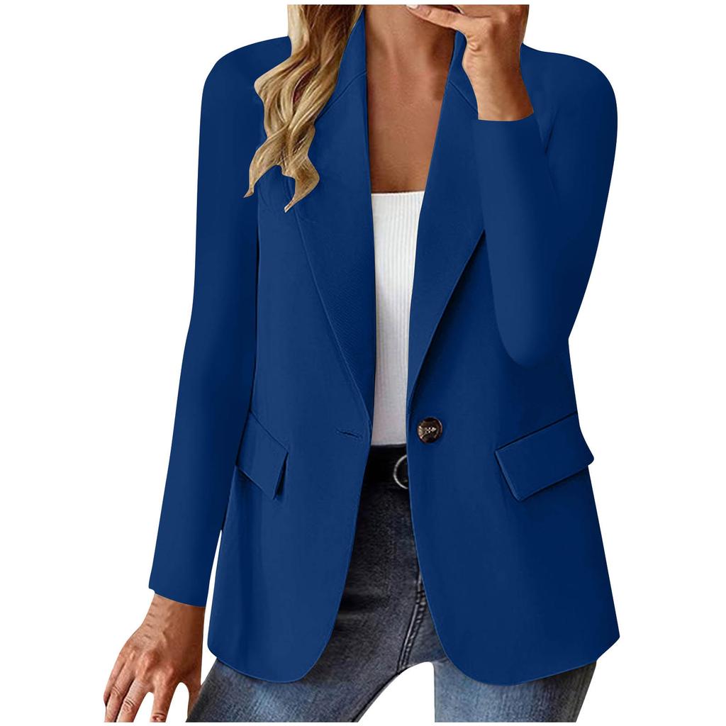 Mote for kvinner Langermet Ensfarget Cardigan Liten Jakke
