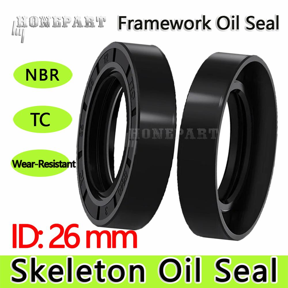 NBR Oil Seal TC 26x35x7 26x37x7 26x38x7 26x47x10 26x47x10  26x55x10 26x52x8 27x35x7 Rubber Shaft Double Lip Sealing Gaskets