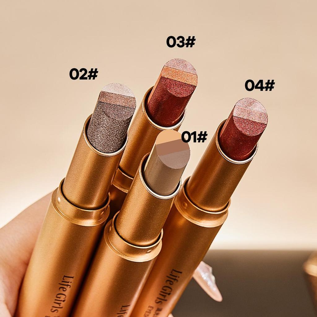 Three Color Eyeshadow Stick Matte Pearl Glitter Long Lasting Waterproof Twist Up Portable Travel Friendly Daily Eye Makeup