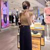 Women Summer Elegant Mock Neck Tee Slim Fit Short Sleeve Blouse