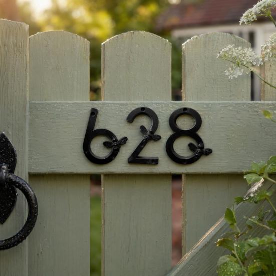 Bee House Number for Outside, Weather-proof Alloy Floating Address Numbers, Metal Number Sign for Door, Mailbox, Wall, Yard