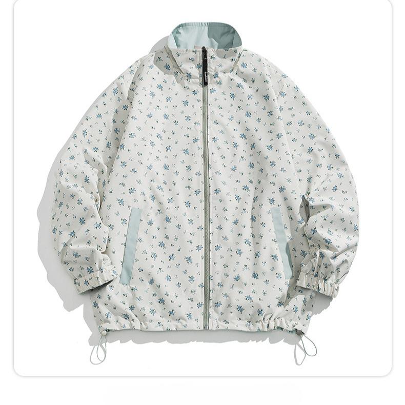 

Двухсторонняя куртка трендовая мужская осенняя новинка двухсторонняя одежда мелкий цветочный повседневный японский гонконгский стиль куртка трендовая XXXL