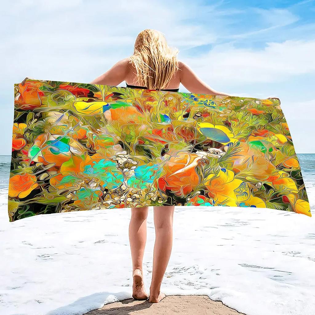 Oil Paintings Super Soft Plush Beach Bath Pool Towel Pool Towel Oversized Lightweight Sand Free Quick Dry Plush Beach Towel