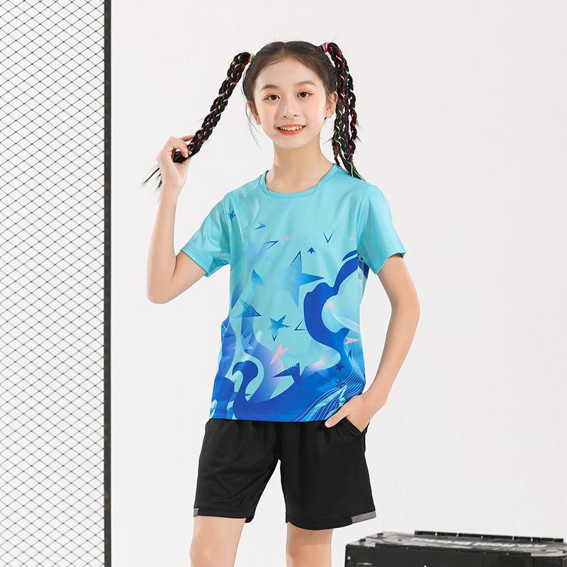 Children's badminton jersey sports suit boys and girls printed table tennis volleyball adult training game jersey wholesale