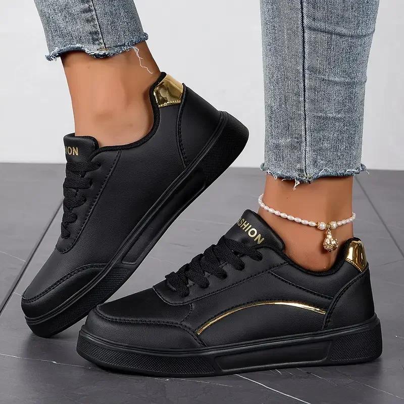 Spring/Autumn New Round Toe Flat Bottom Fashion Sports Vulcanized Shoes Increased Anti-Slip Comfortable Women's Casual Shoes