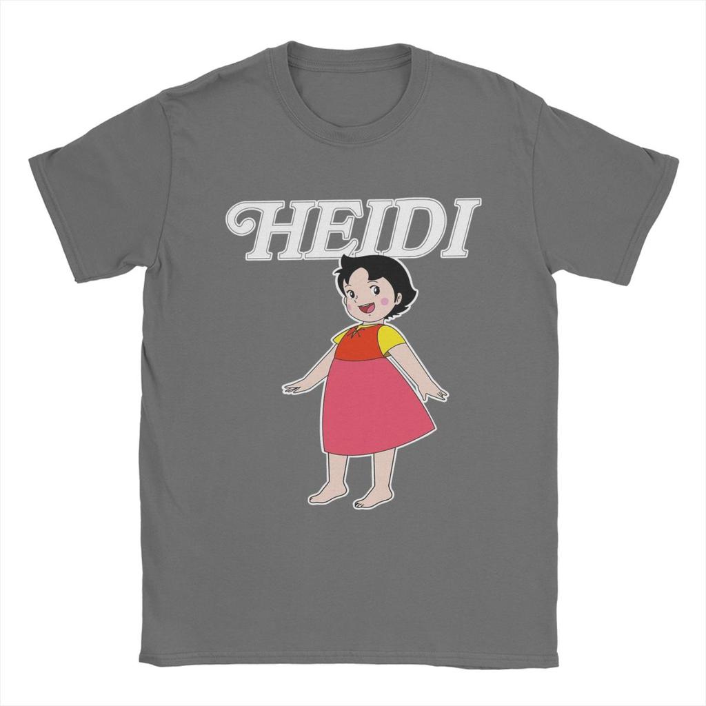Freizeit Cartoon Heidi T-Shirts für Herren O-Ausschnitt 100% Baumwoll T-Shirt Kurzarm T-Shirt Übergröße Kleidung