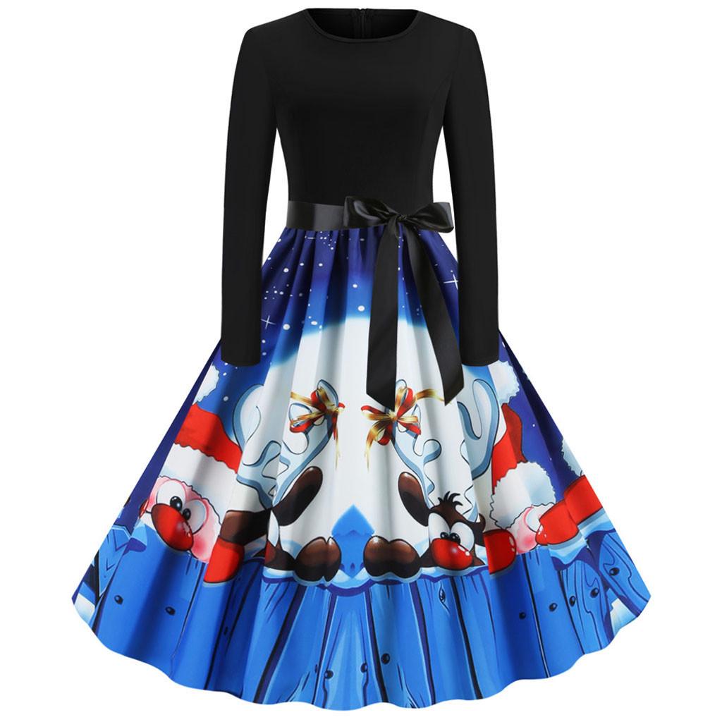 

Женское винтажное платье для выпускного вечера с длинным рукавом в стиле Рождества 1950-х годов для домохозяйки