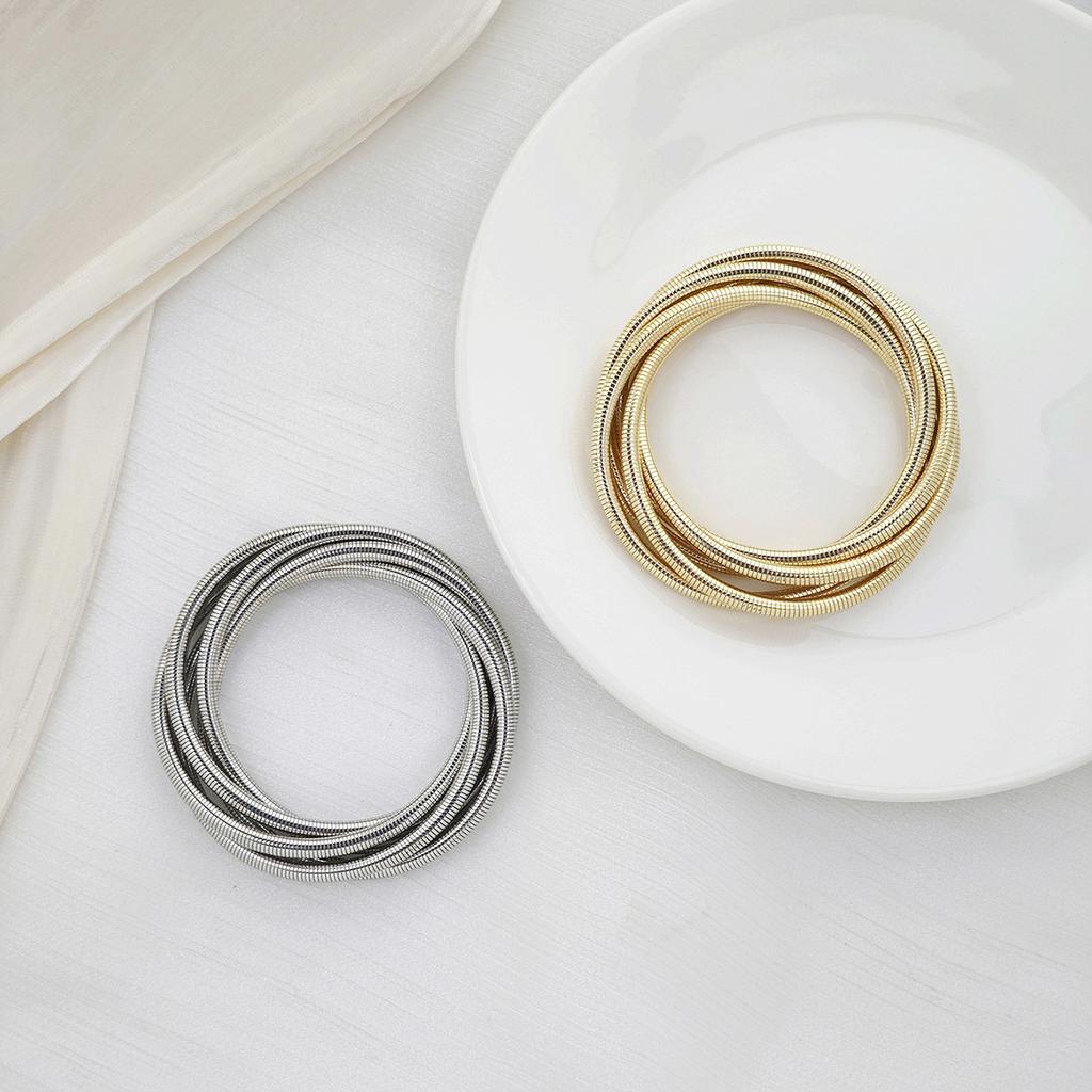 Exaggerated Individualistic Heavy-duty Bracelet, Minimalist and Cool Style Multi-layered Intertwined Line Spring Bracelet