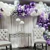 1set Purple Silver White Balloon Arch Kit Metallic Purple Sliver Balloons Garland For Wedding Engagement Birthday Party Decor