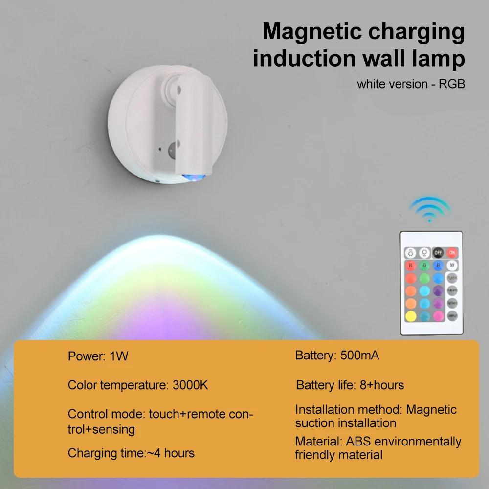 Magnetische Basis USB-wiederaufladbar LED Kabellos Wandleuchte Touch-Schalter Dimmbar Nachttischlampe Zum Lesen Atmosphärenlicht With Remote reine weiße