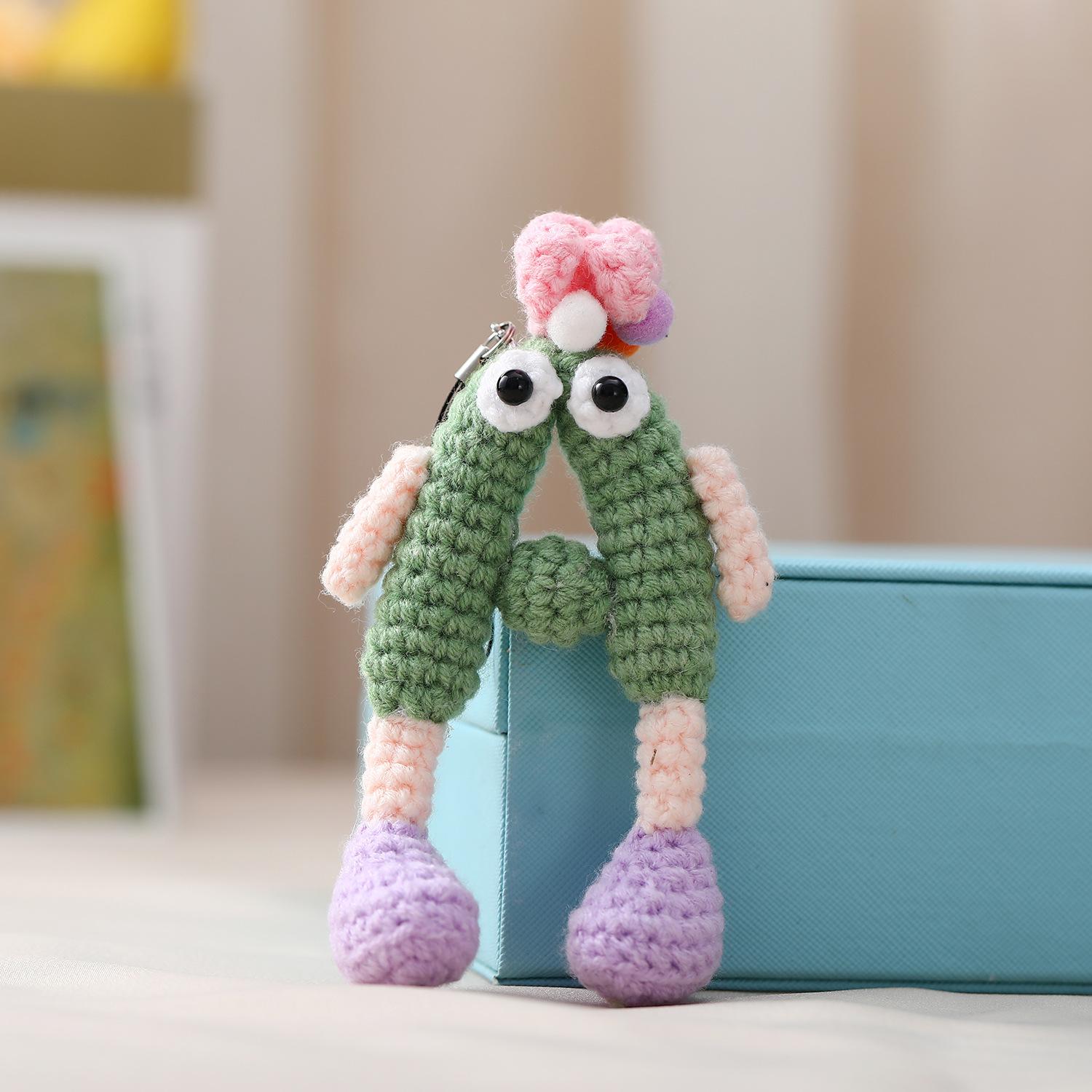 Handmade Crochet Alphabet Keychain, Letter A-H Knitted Doll Bag Charm,Cute 3D Knitted Letter Pendant, A-H Alphabet Crochet Keychain