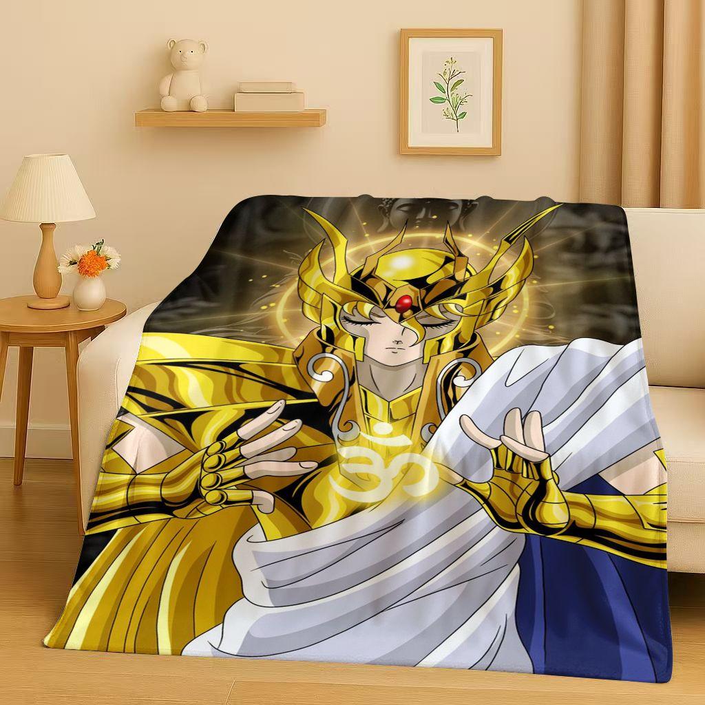 Classic Saint Seiya Shiryu Athena Cartoon Flannel Blanket,Ultra Soft Warm Plush Throw for Home Bedroom Bed Sofa Cover Travel Kid
