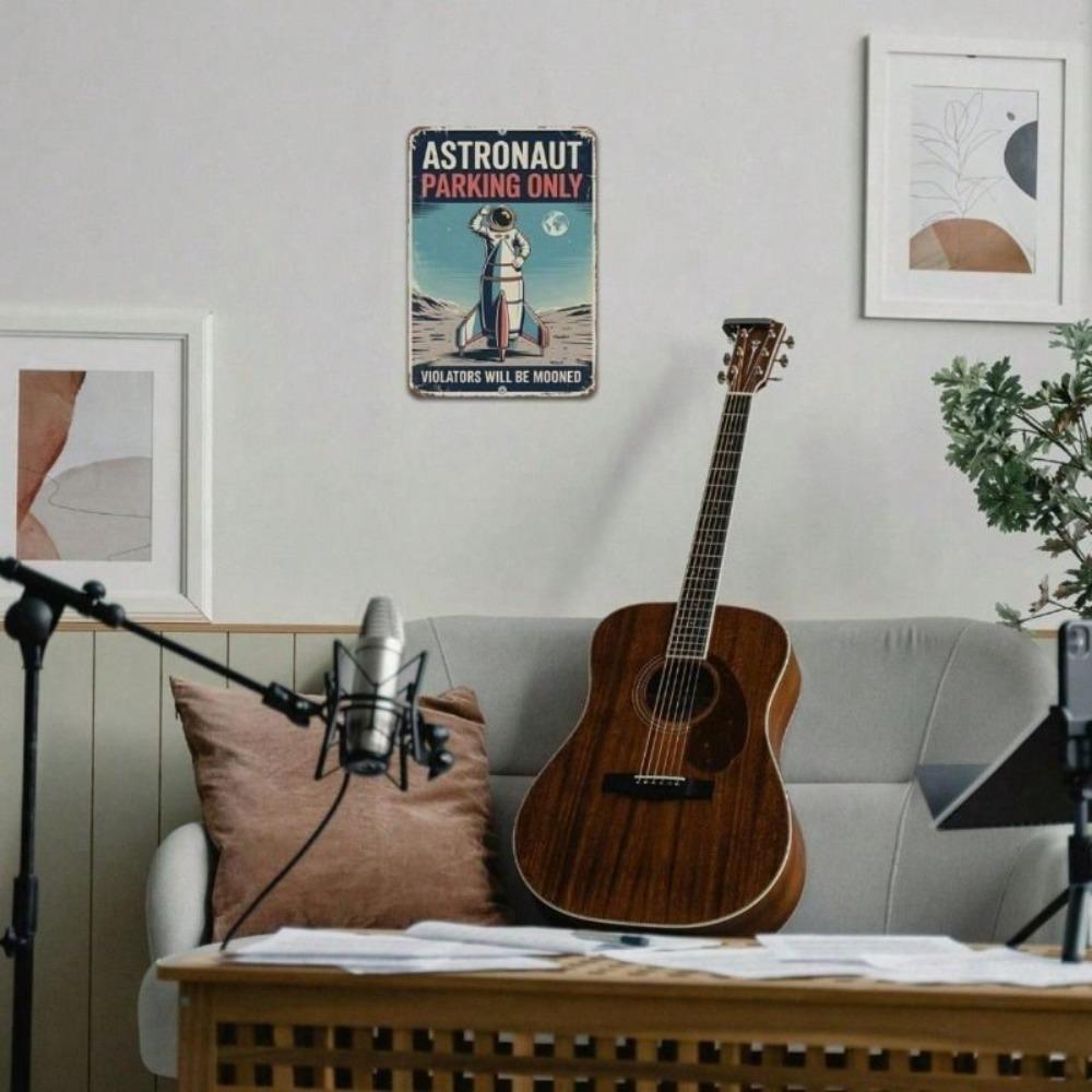 Metal Poster Space Astronaut Galaxy Wall Art for Kids Room