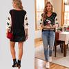 Women's V-Neck Drop Shoulder Christmas Print Top, Lightweight Spring Summer Shirt