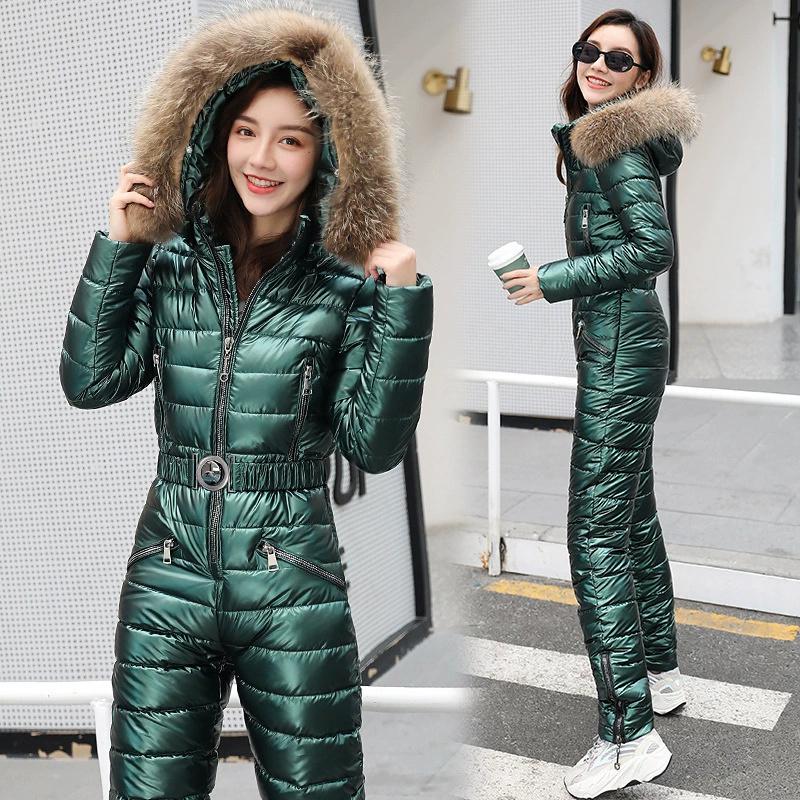 One-piece Ski Suit Women Thickening Snowboard Female Overalls Winter Windproof Waterproof Breathable Clothing Skiing Suit 2026