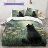 Black Cat at Night Pattern Bedding Quilt Set  Home Decoration  Gift (1 * duvet cover + 2 * pillowcase  without core)