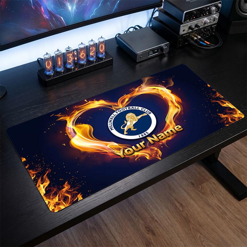 Monaco FC Custom Large Mouse Pad, Personalized Name Text Print, Football Logo Non‑Slip Desk Mat Gaming Gift