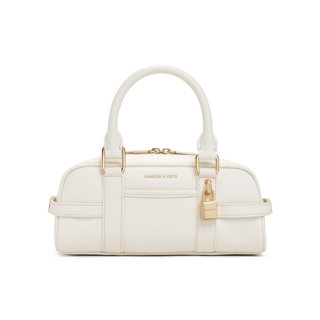 Charles & Keith Small CK 26 Spring Vintage Boston Bag Women Handbag Chocolate Cream CK2-30782785