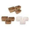 3Pcs Woven Storage Basket Natural Rattan Paper Rope Stackable Square Open Design for Kitchen Bedroom Living Room Bathroom Storage Organizers Home Tidy