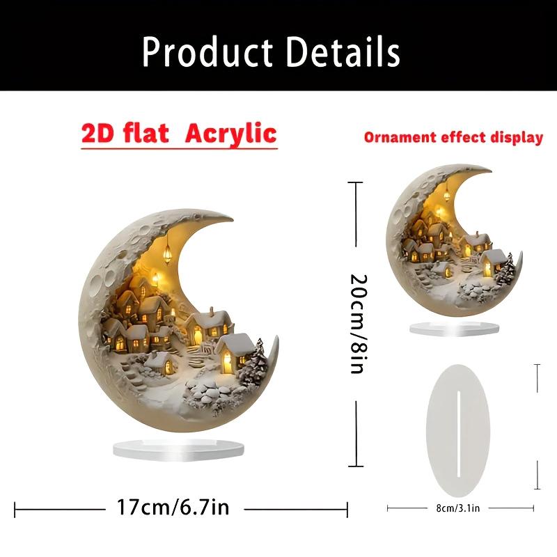

1pc Moon House Decorations For Home Ornaments Bohemian Moon House Acrylic Display Stand Kids Xmas Gift New Year