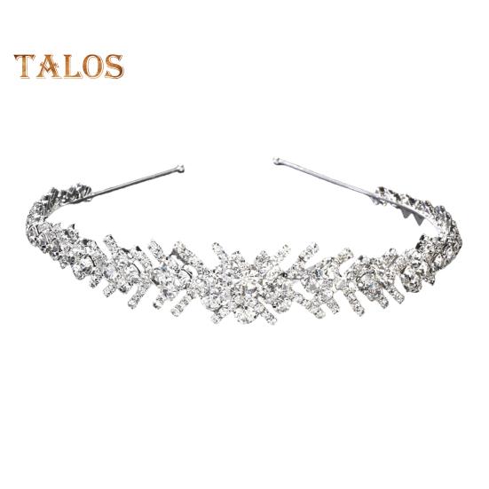 

Свадебный обруч для волос со стразами и листьями, обруч для волос, женская легкая повязка на голову, свадебные аксессуары для сцены серебряный